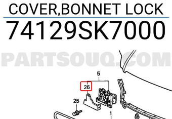 Honda 74129SK7000 COVER,BONNET LOCK