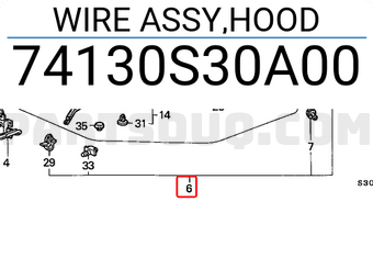 Honda 74130S30A00 WIRE ASSY,HOOD