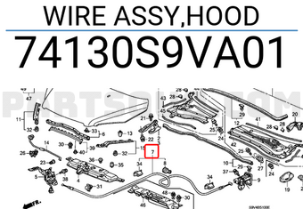 Honda 74130S9VA01 WIRE ASSY,HOOD
