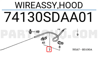 Honda 74130SDAA01 WIREASSY,HOOD