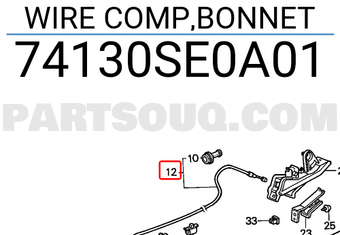 Honda 74130SE0A01 WIRE COMP,BONNET