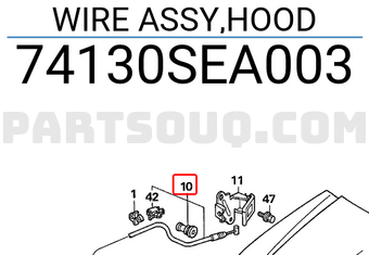 Honda 74130SEA003 WIRE ASSY,HOOD