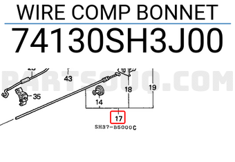 Honda 74130SH3J00 WIRE COMP BONNET
