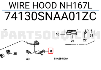 Honda 74130SNAA01ZC WIRE HOOD NH167L