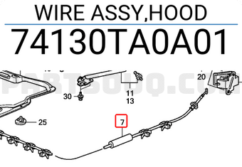 Honda 74130TA0A01 WIRE ASSY,HOOD