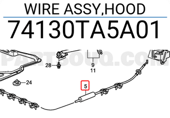 Honda 74130TA5A01 WIRE ASSY,HOOD