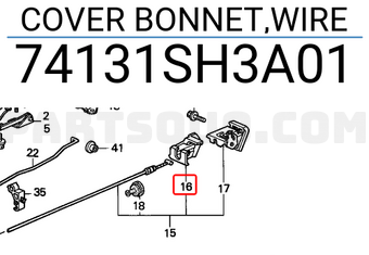 Honda 74131SH3A01 COVER BONNET,WIRE