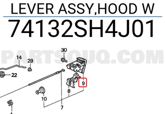Honda 74132SH4J01 LEVER ASSY,HOOD W