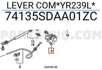 Honda 74135SDAA01ZC LEVER COM*YR239L*