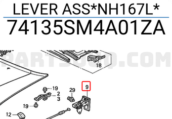 Honda 74135SM4A01ZA LEVER ASS*NH167L*