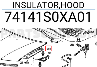 Honda 74141S0XA01 INSULATOR,HOOD