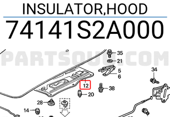 Honda 74141S2A000 INSULATOR,HOOD