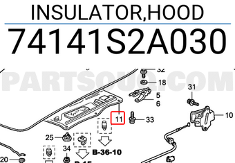 Honda 74141S2A030 INSULATOR,HOOD