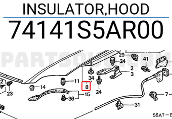 Honda 74141S5AR00 INSULATOR,HOOD