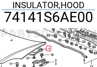 Honda 74141S6AE00 INSULATOR,HOOD