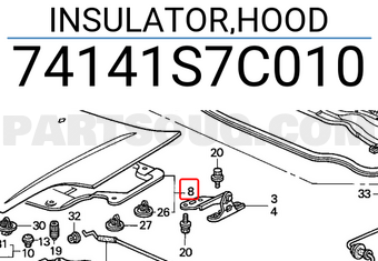 Honda 74141S7C010 INSULATOR,HOOD