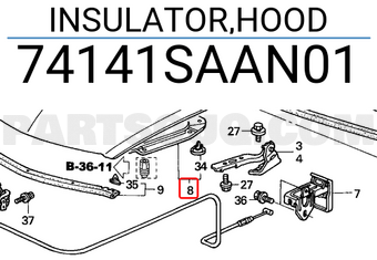 Honda 74141SAAN01 INSULATOR,HOOD