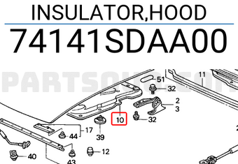 Honda 74141SDAA00 INSULATOR,HOOD