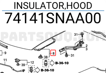 Honda 74141SNAA00 INSULATOR,HOOD