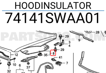 Honda 74141SWAA01 HOODINSULATOR