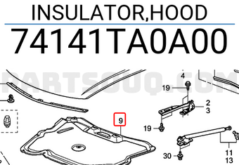 Honda 74141TA0A00 INSULATOR,HOOD