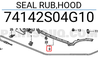 Honda 74142S04G10 SEAL RUB,HOOD