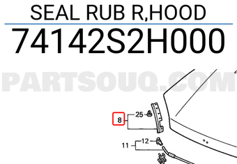 Honda 74142S2H000 SEAL RUB R,HOOD