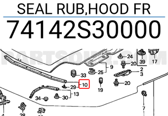 Honda 74142S30000 SEAL RUB,HOOD FR