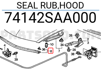 Honda 74142SAA000 SEAL RUB,HOOD
