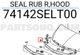 Honda 74142SELT00 SEAL RUB R,HOOD