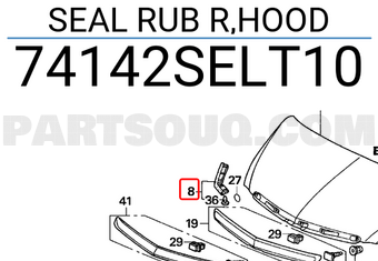 Honda 74142SELT10 SEAL RUB R,HOOD