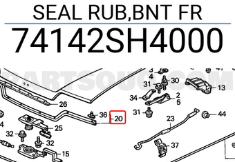 Honda 74142SH4000 SEAL RUB,BNT FR
