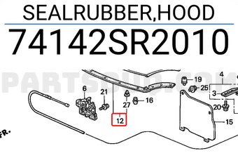 Honda 74142SR2010 SEALRUBBER,HOOD