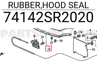 Honda 74142SR2020 RUBBER,HOOD SEAL