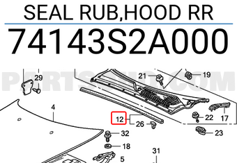 Honda 74143S2A000 SEAL RUB,HOOD RR