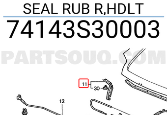 Honda 74143S30003 SEAL RUB R,HDLT