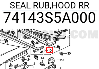 Honda 74143S5A000 SEAL RUB,HOOD RR