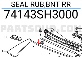 Honda 74143SH3000 SEAL RUB,BNT RR