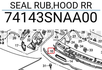 Honda 74143SNAA00 SEAL RUB,HOOD RR