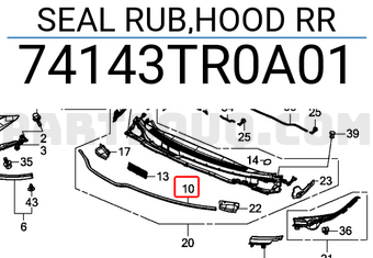 Honda 74143TR0A01 SEAL RUB,HOOD RR