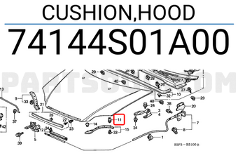 Honda 74144S01A00 CUSHION,HOOD