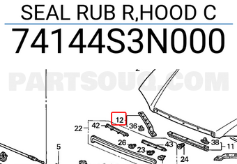 Honda 74144S3N000 SEAL RUB R,HOOD C