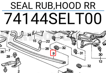 Honda 74144SELT00 SEAL RUB,HOOD RR