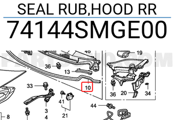 Honda 74144SMGE00 SEAL RUB,HOOD RR