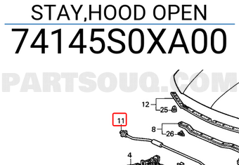 Honda 74145S0XA00 STAY,HOOD OPEN