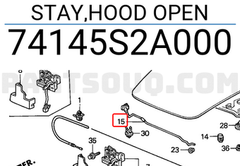 Honda 74145S2A000 STAY,HOOD OPEN
