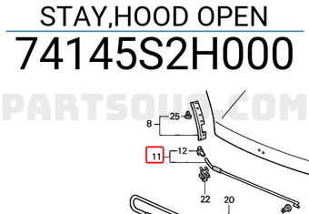 Honda 74145S2H000 STAY,HOOD OPEN