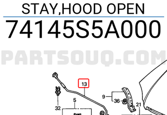 Honda 74145S5A000 STAY,HOOD OPEN