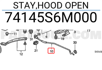 Honda 74145S6M000 STAY,HOOD OPEN