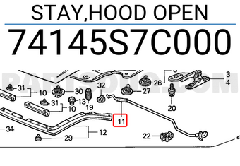 Honda 74145S7C000 STAY,HOOD OPEN